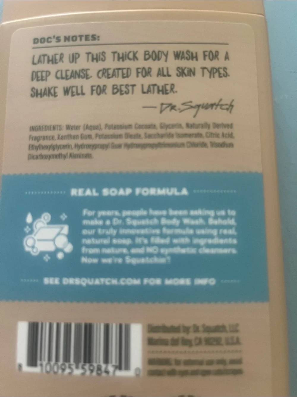 Dr. Squatch Coastal Mist Men's Body Wash — Beige
